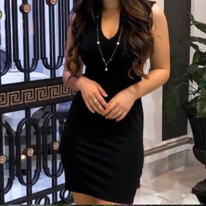 Stella Luce Little Black Knit Bodycon Mini Dress Sexy! Large